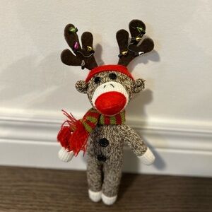 Reindeer Sock Monkey 10" Christmas Stuffed Animal Plush